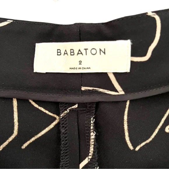 Babaton Pants Fox Print Sz 2 Black Tan Classic Baggy Fit Tapered Leg Aritzia - Picture 10 of 16